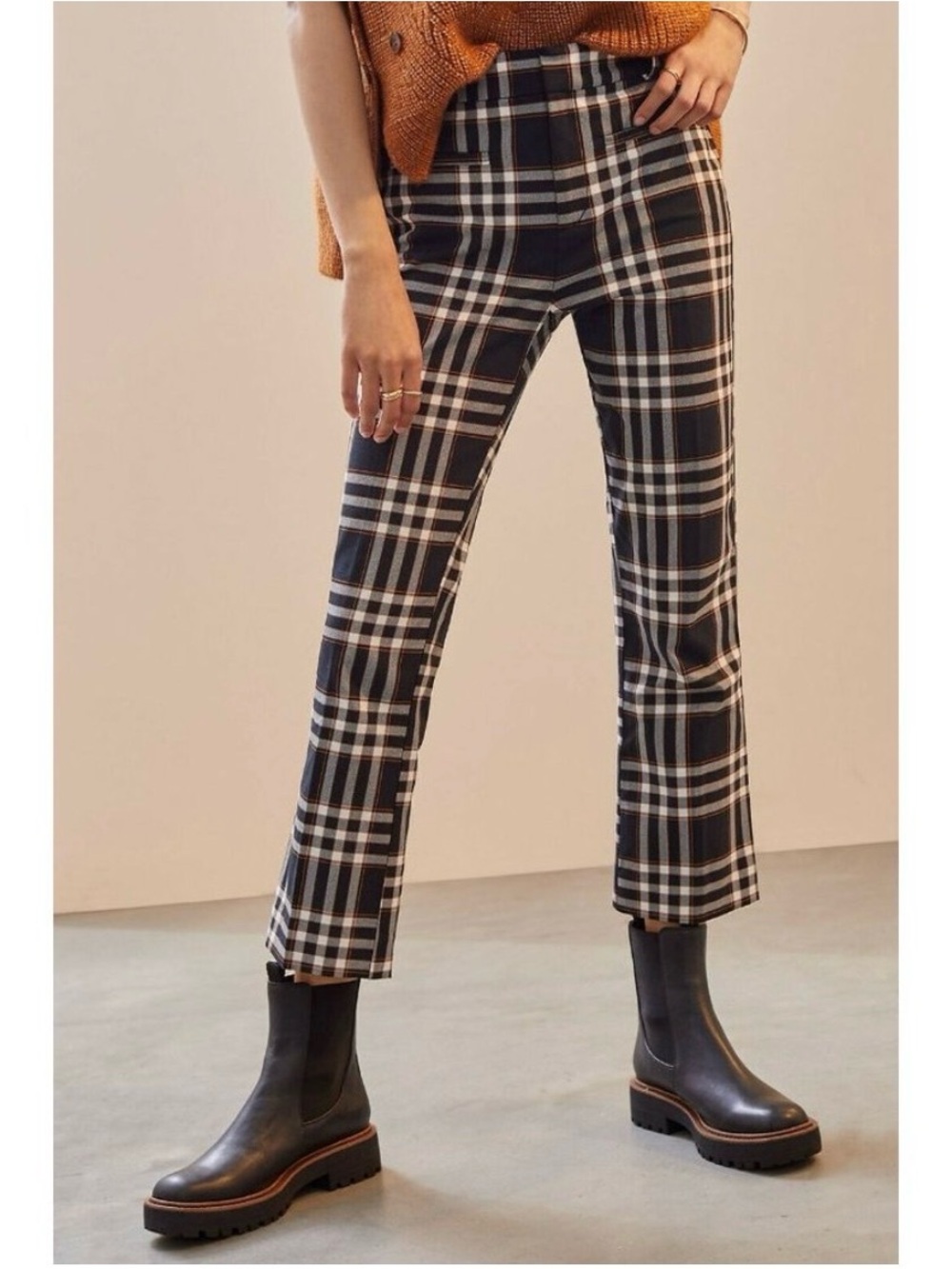 Anthropologie Maeve Plaid Slim Straight High Rise Ankle Pant